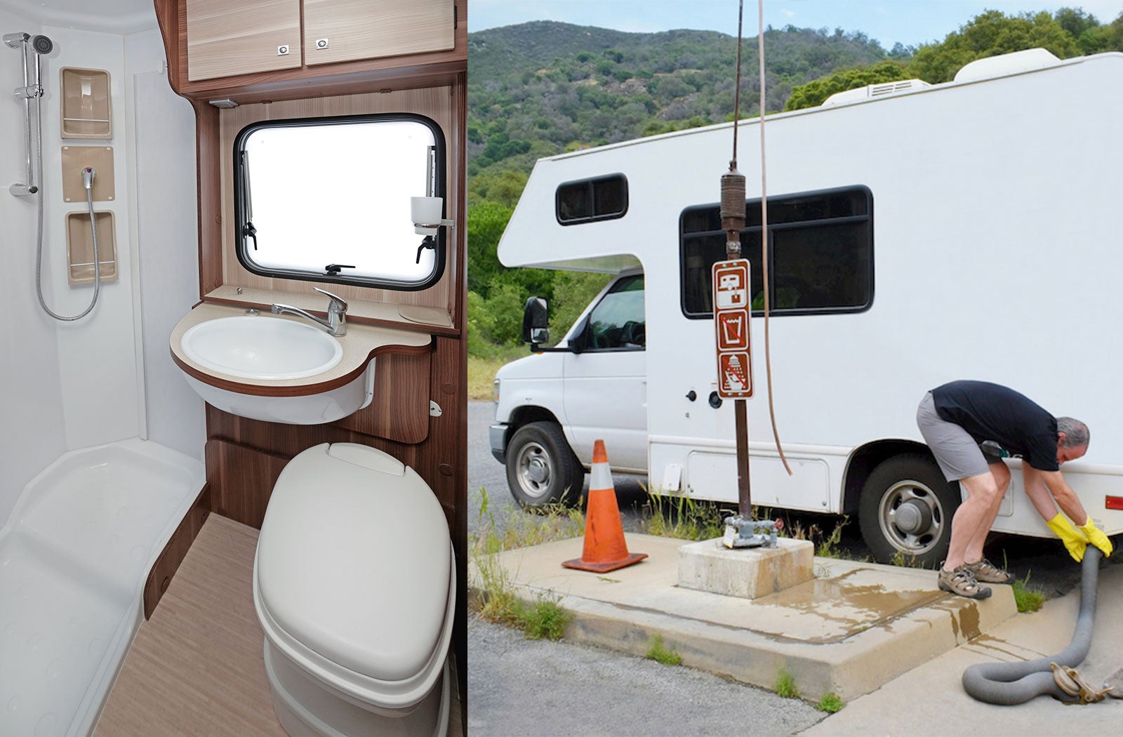 Portable RV/camper toilet and holding tank setup in Stuttgart, Arkansas