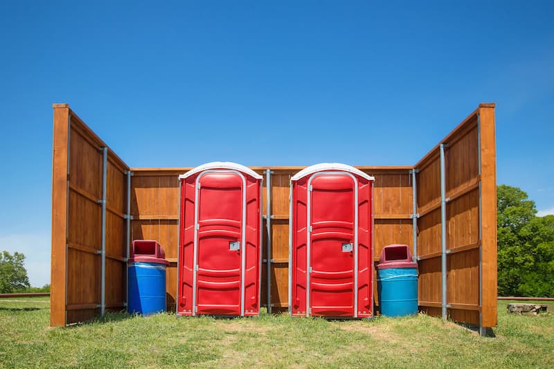 Short-term porta potty units staged for delivery in Stuttgart, Arkansas
